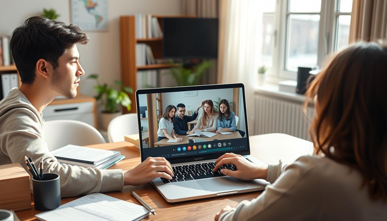 Student using online courses for flexible education